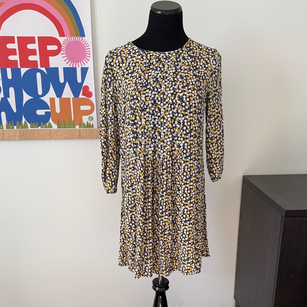 Boden Navy Yellow Circles Tunic Top
